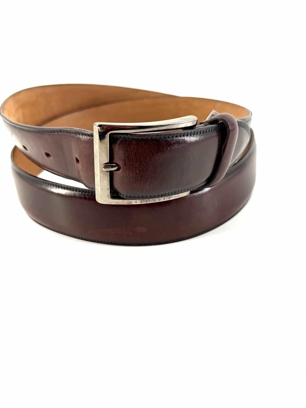 Hugo Boss LAVIOR Dark Brown Italian Leather Belt 105/40 Dark Brown Silver Buckle